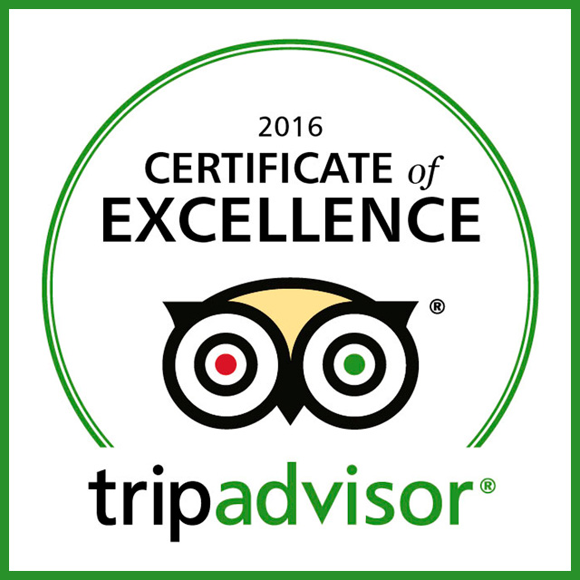 2016 Tripadvisor certificate of excellence